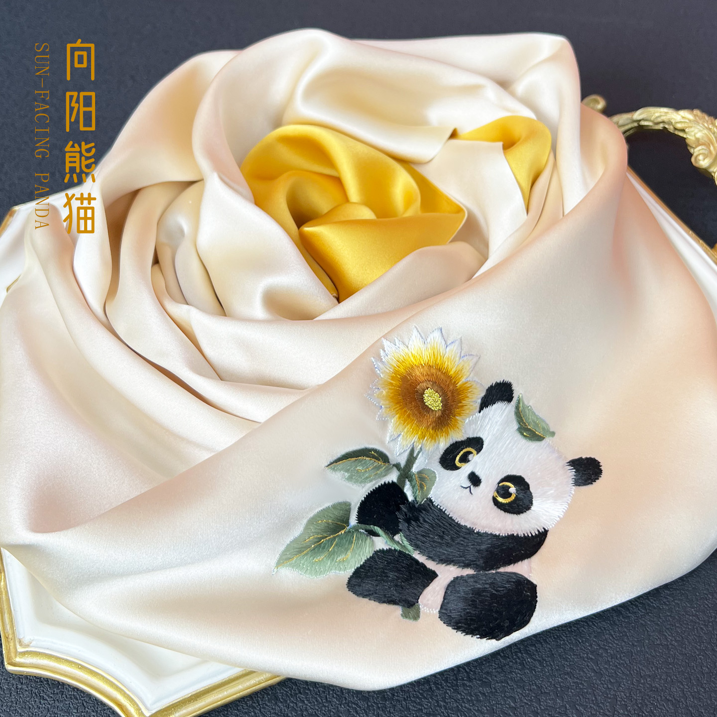 蜀绣手工刺绣丝巾真丝礼品送老外