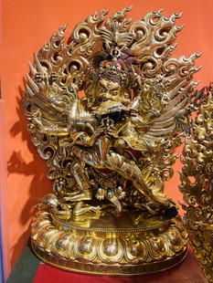 尼泊尔高端释迦族作品 纯手工打造全鎏金 双身普巴金刚像 高65㎝
