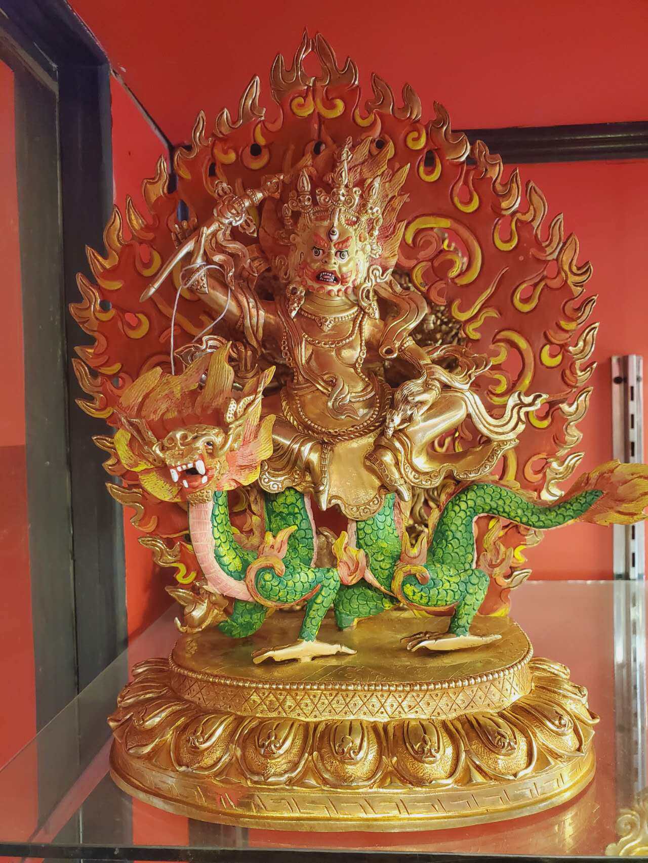 尼泊尔直邮 铜鎏金工艺 白财神像 高33㎝