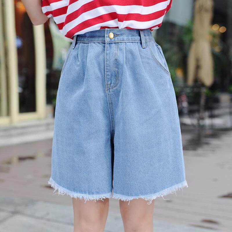 2019 summer new pattern full marks cowboy shorts Versatile Elastic waist hole Flash Paige Large Wide leg pantsin the Women's clothing/Boutique , Jeans  category - from Buy2taobao.com to provide professional Taobao agent buy service