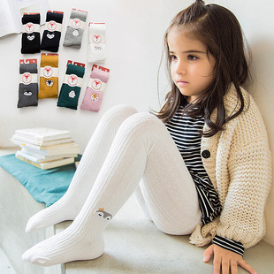 女童打底裤儿童女连裤袜打底袜春秋宝宝袜子小童婴儿纯棉黑色白色