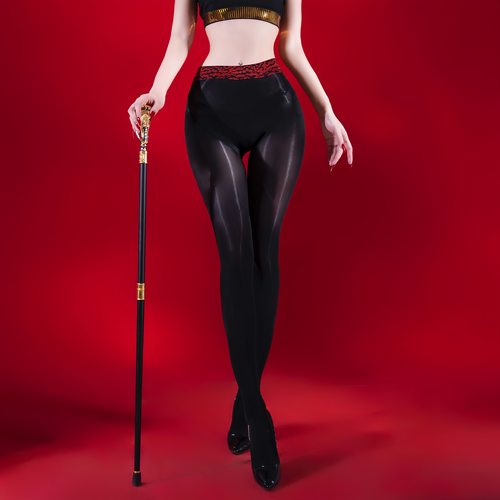 豹纹腰马油伪娘男娘丝袜性感5D超薄女装大佬jj套油亮黑丝变装裤袜