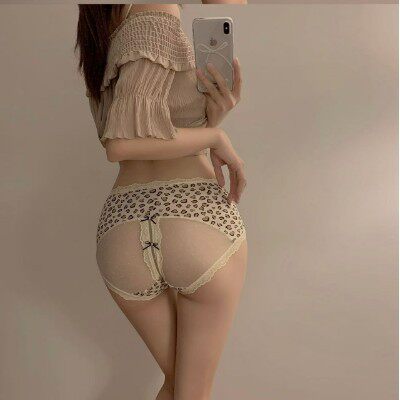 透明蕾丝女装大佬伪娘冰丝网纱镂空性感紧身cd变装三角裤男娘内裤