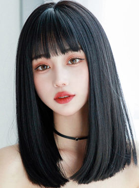 齐刘海伪娘风女装大佬黑色梨花头