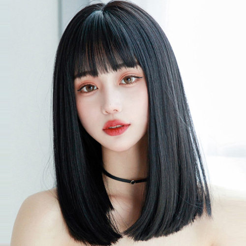 齐刘海伪娘风女装大佬黑色梨花头