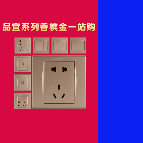 西门子品宜香槟金开关插座套餐