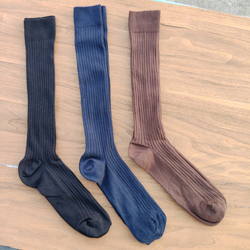 子赫文博高筒纯棉竖条纹绅士袜