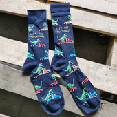 外贸出口美国订单恐龙老虎图案棉质男士 花袜子绿色吸汗透气长筒袜