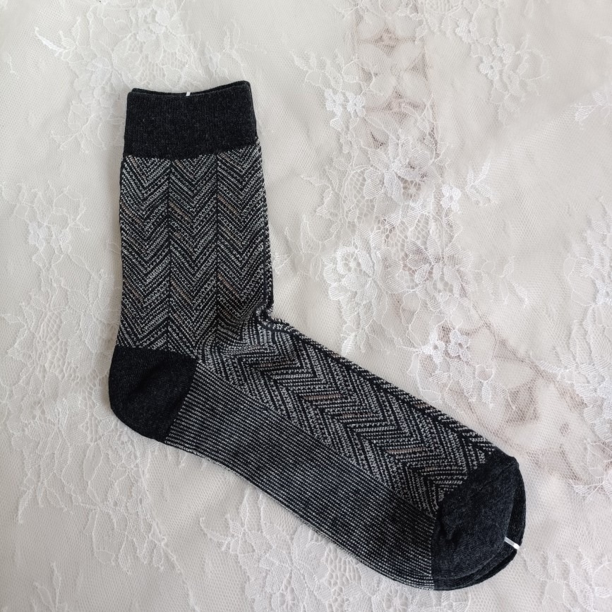 男士双路袜子棉质袜休闲袜吸汗透气w纹除臭袜短袜四季款黑灰色