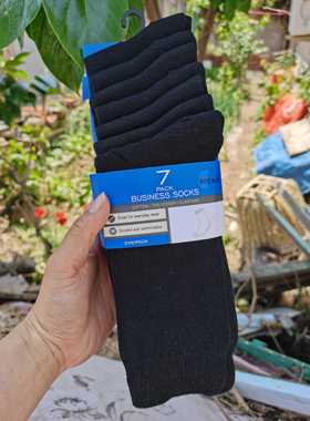 35元男士棉质黑色长筒袜7双袜子绅士袜正装四季吸汗透气不臭脚