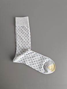 南南金外贸浅灰色点点金袜头春夏薄中筒袜子纯色简约商务正装