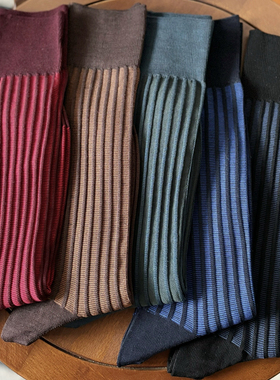 外贸出口日本的男士绅士袜子双针工艺坑条纹无骨缝头西装袜