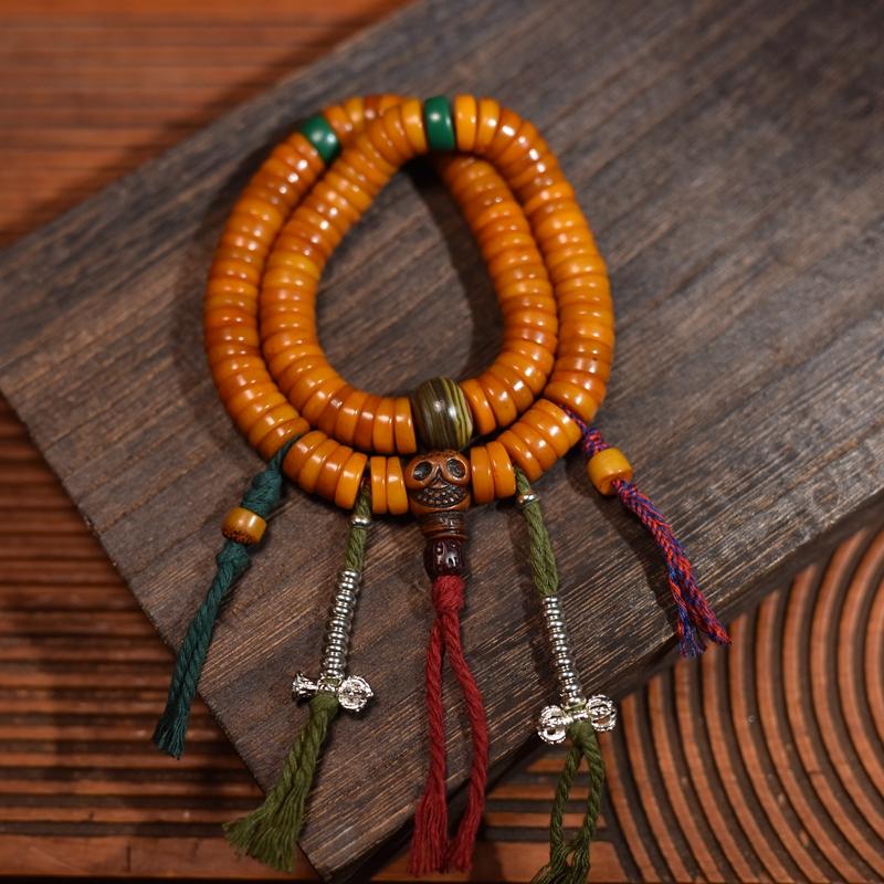 藏式牦牛骨佛珠手串男手链女念珠手持文玩配饰108佛珠