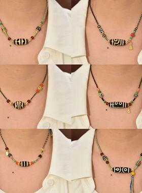 女士编制天珠项链可拉伸调节小清新