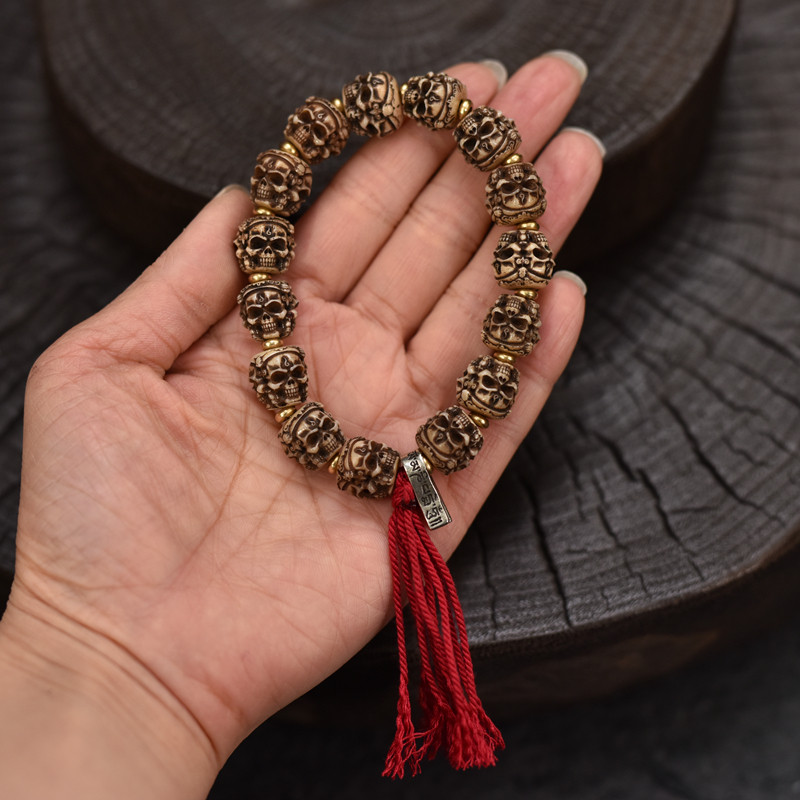 藏式牛骨雕刻尸陀林男士手串女士手持包邮到家
