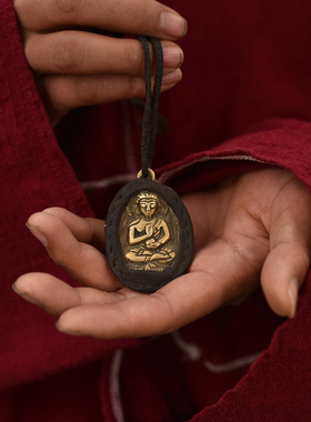 藏传手工老铜释迦佛佛牌挂坠 老皮佛挂饰