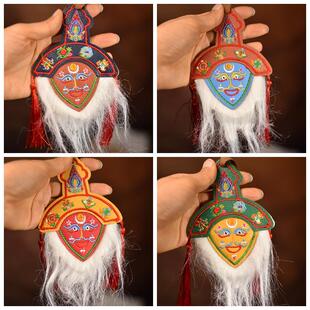 藏式藏戏面具双面脸谱牛皮羊毛特色好物