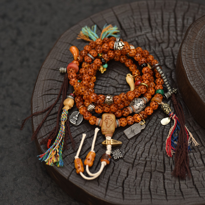 藏式藏风牛骨镂空108佛珠念珠民族风项链包邮到家