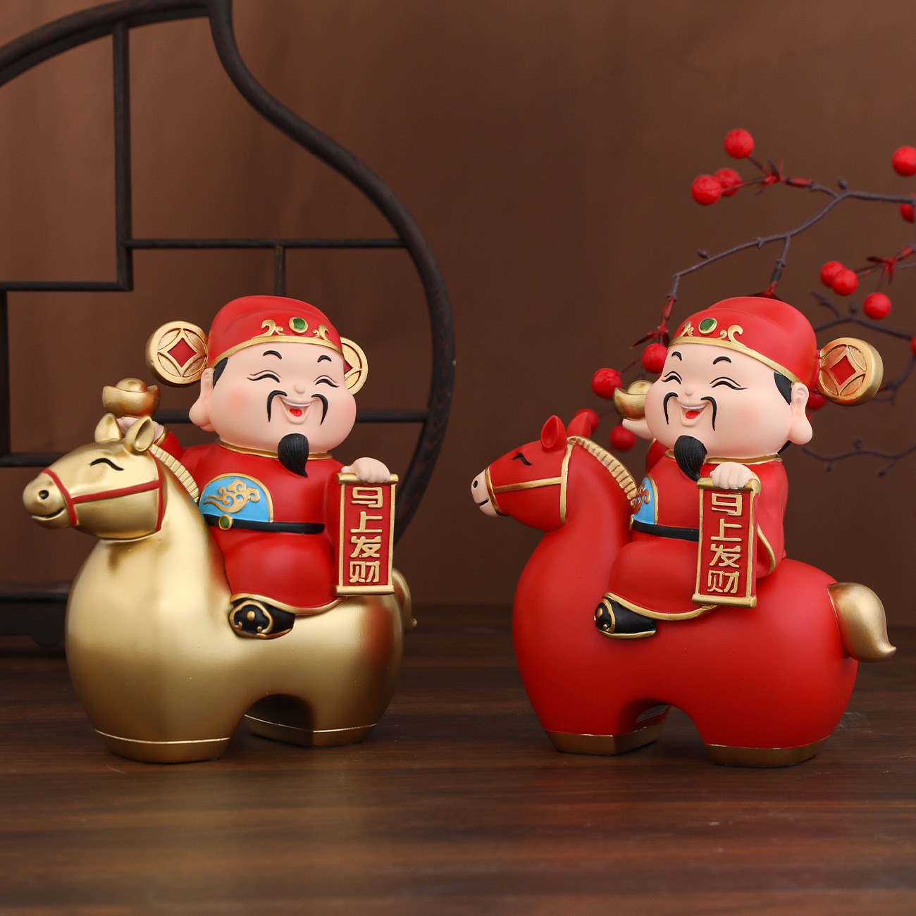 马年新款马上发财财神爷年会摆件
