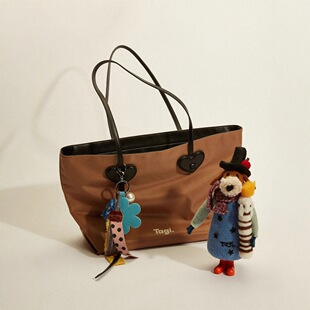 Tagi. 爱心尼龙大容量简约撞色单肩包通勤防水托特包 让人开心