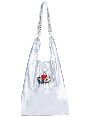 日本·新款史努比刺绣可折叠收纳购物袋肩带可拆卸可爱通勤单肩