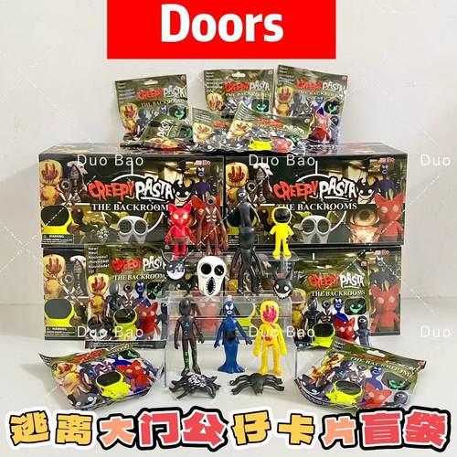 逃离大门盲袋盲盒后室手办公仔带doors门中惊魂蜘蛛多眼触手黑球