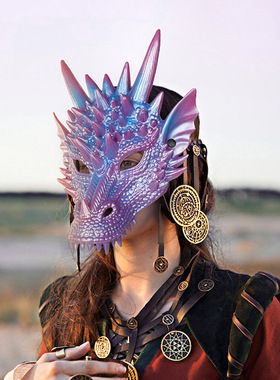 新款珠光蓝龙面具升级版RP发泡龙面具cos派对装扮道具3D