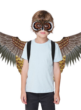 狂欢节新款儿童猫头鹰面具翅膀套装COSPLY派对舞台表演装饰品道具
