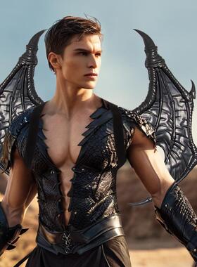 跨境外贸出口成人龙翅膀万圣节日常cosplay表演装扮道具男士道具