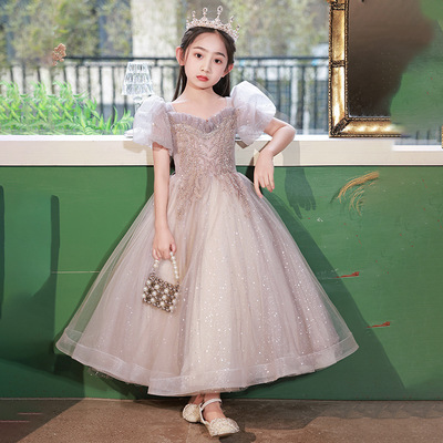 生日礼服轻奢小众高端公主裙女大童主持人花童女孩钢琴演奏演出服