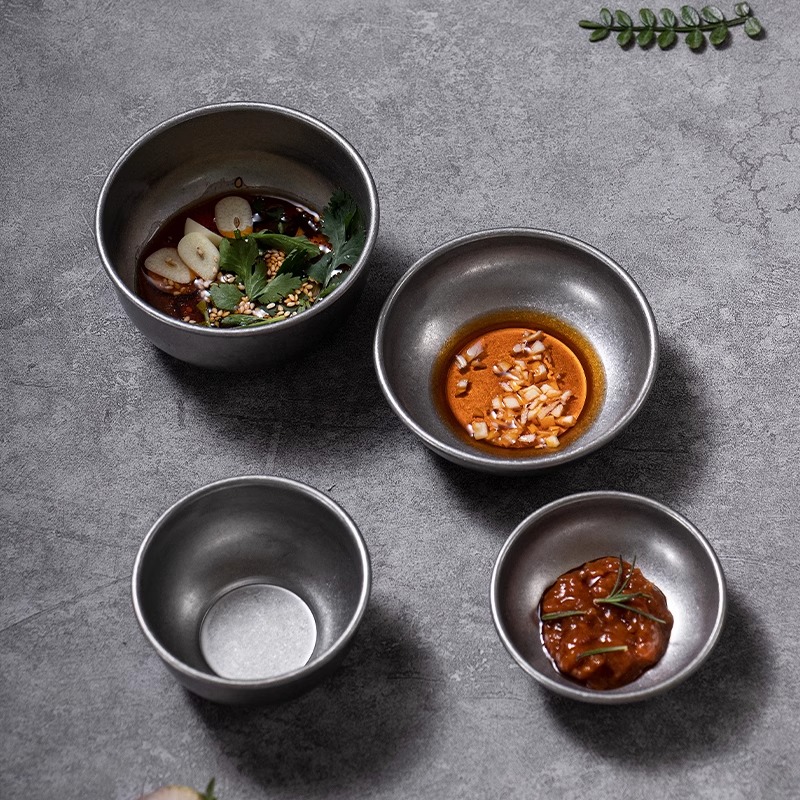 复古雪花蘸料碟304不锈钢日式