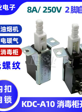 KDC-A10消毒柜开关内扣自锁2脚8A250V无螺纹电暖气油烟机电源按键