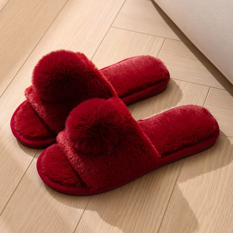 室内居家毛毛鞋可爱流苏大毛球时尚网红爆款卧室软底轻便静音拖鞋