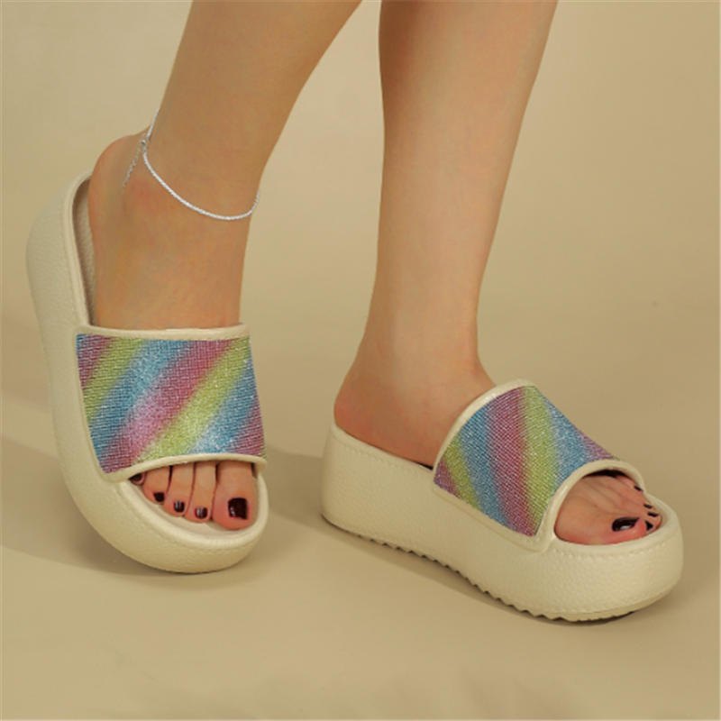 小个子家居女坡跟凉拖鞋浴室防滑舒适休闲懒人拖潮流网红时尚新潮