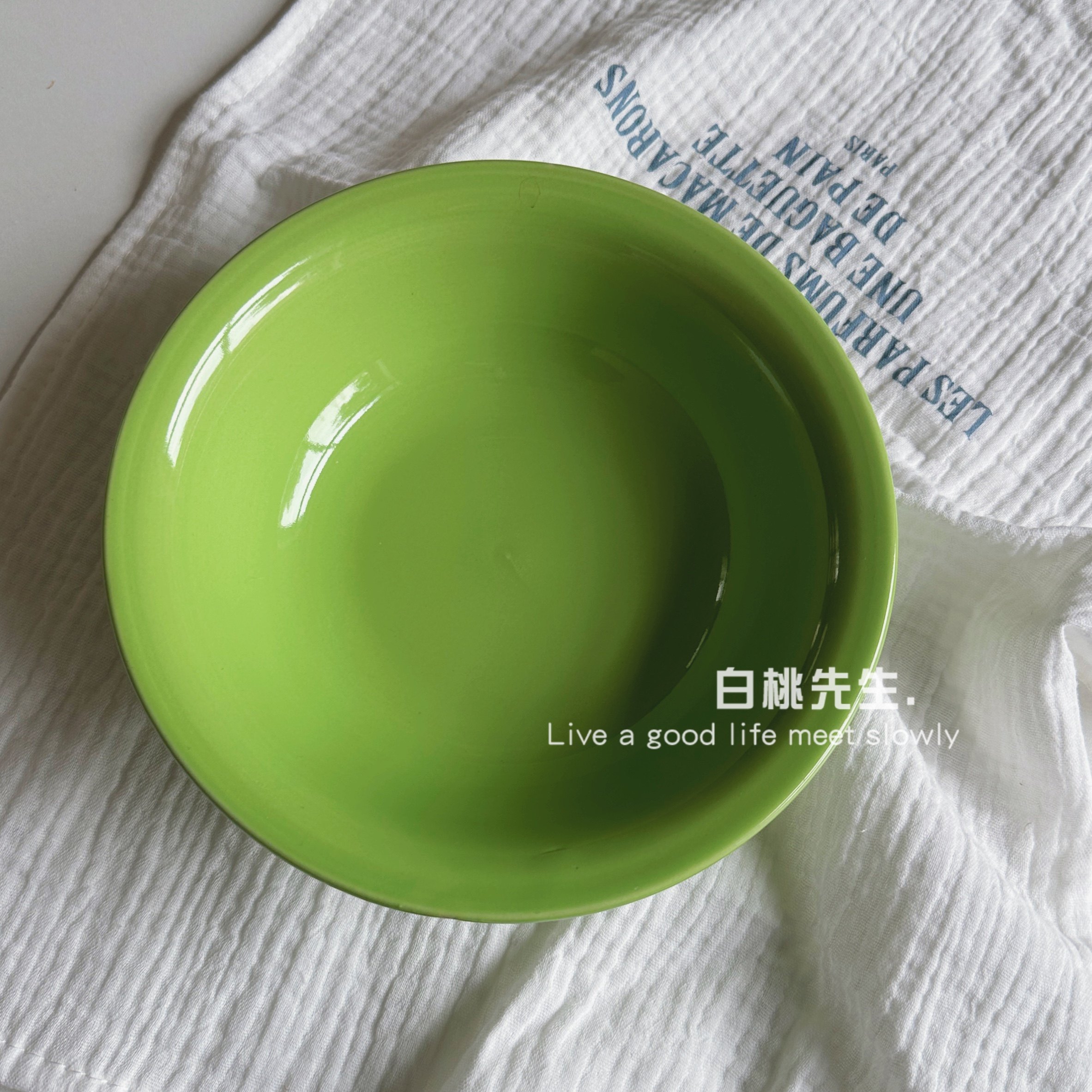 ins风高档圆形美式沙拉甜品早餐燕麦碗陶瓷餐具好看的碗纯绿色