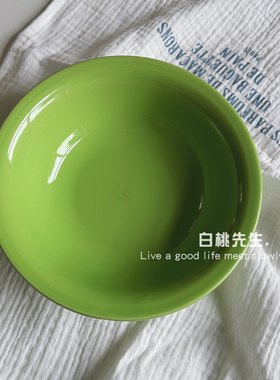 绿色成人陶瓷餐具ins风