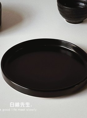 盘子陶瓷高级感黑色西餐高档