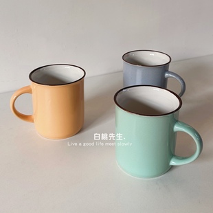 工业风仿搪瓷陶瓷马克杯纯色简约ins北欧办公室耐高温水杯网红款