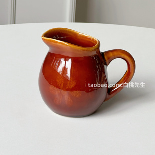 复古欧式带把ins意式法式日式公道杯奶罐西餐早餐拿铁咖啡牛奶罐