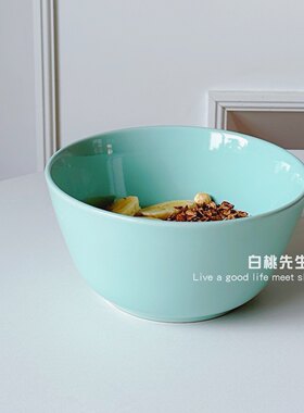 纯色好看的碗家用吃饭陶瓷餐具色釉大容量耐高温釉下彩INS风泡面