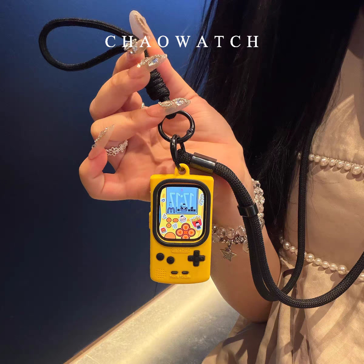 黄色游戏机挂绳式适用于苹果手表s11保护壳iwatchs987s10代se软套