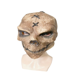 万圣节乳胶面具cosplay头套密室鬼屋鬼脸道具麻布袋骷髅饰品服装