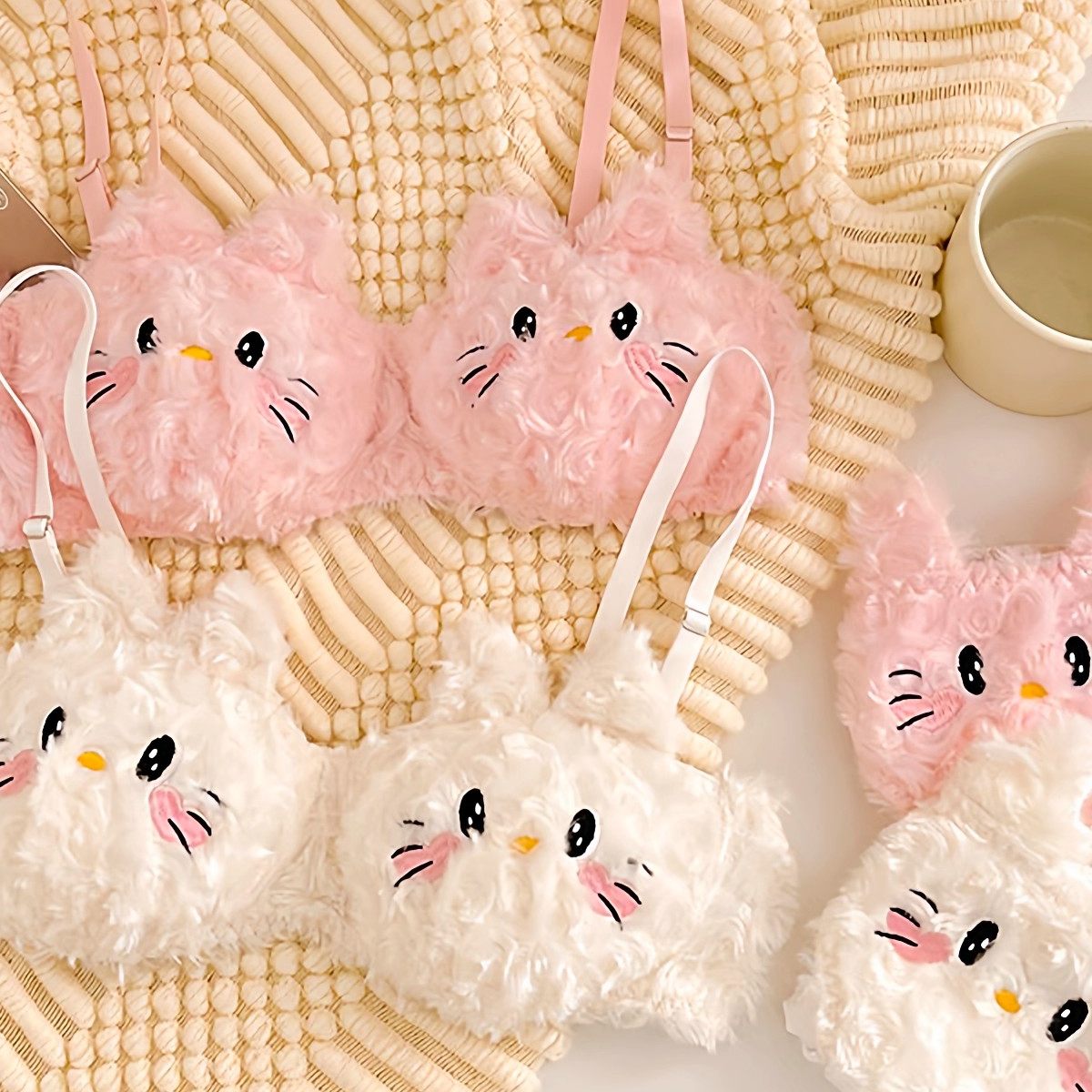 无钢圈毛绒内衣日系卡通甜美文胸