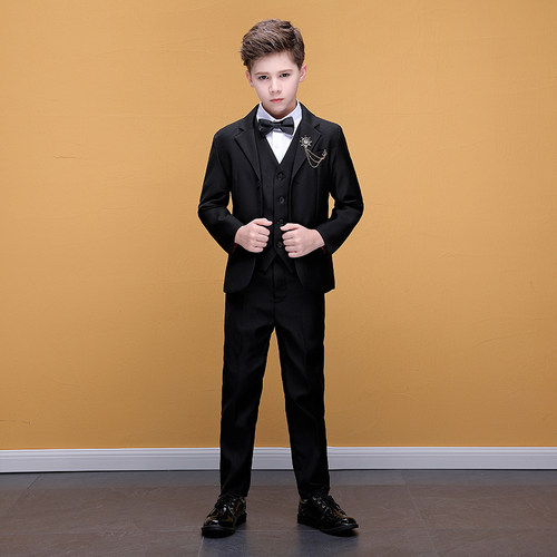 英伦儿童西装套装男童黑色小礼服