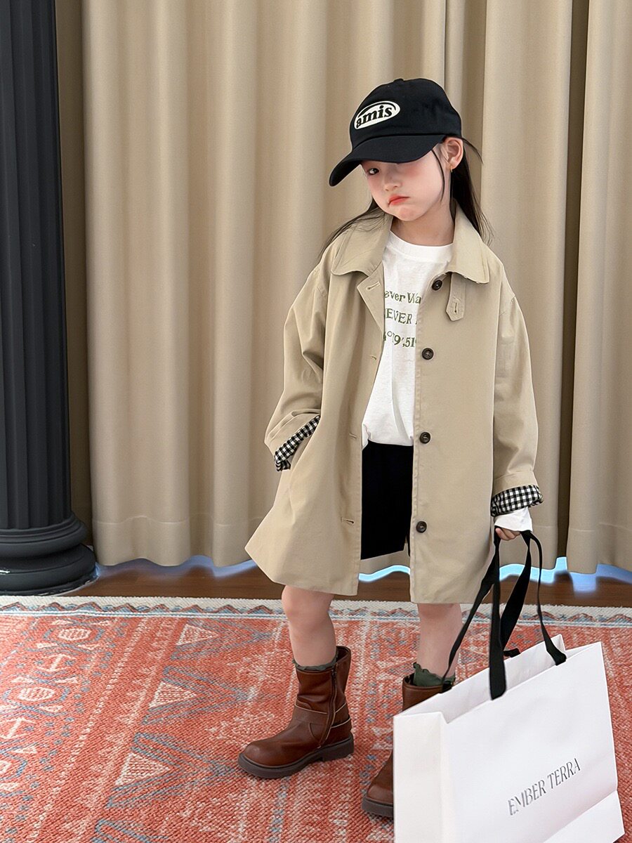 小果家童装2026春季新款女童中长款风衣外套儿童韩版休闲百搭上衣