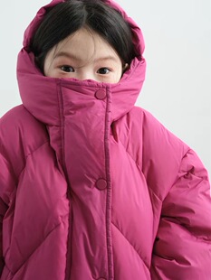 史豌豆女童90白鸭绒羽绒服2025冬季新款纯色连帽保暖外套