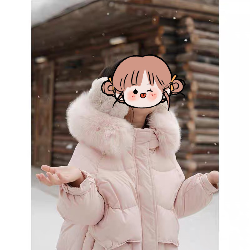 【草莓奶昔】女童90白鸭绒羽绒服冬季加厚连帽外套