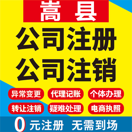 嵩县公司注册个体工商营业执照代办公司注销企业变更股权异常代理