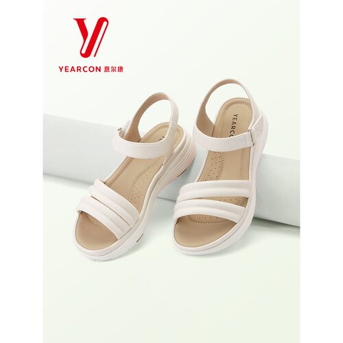 意尔康凉鞋女2025新款夏季休闲女鞋露趾舒适百搭外穿妈妈鞋子软底