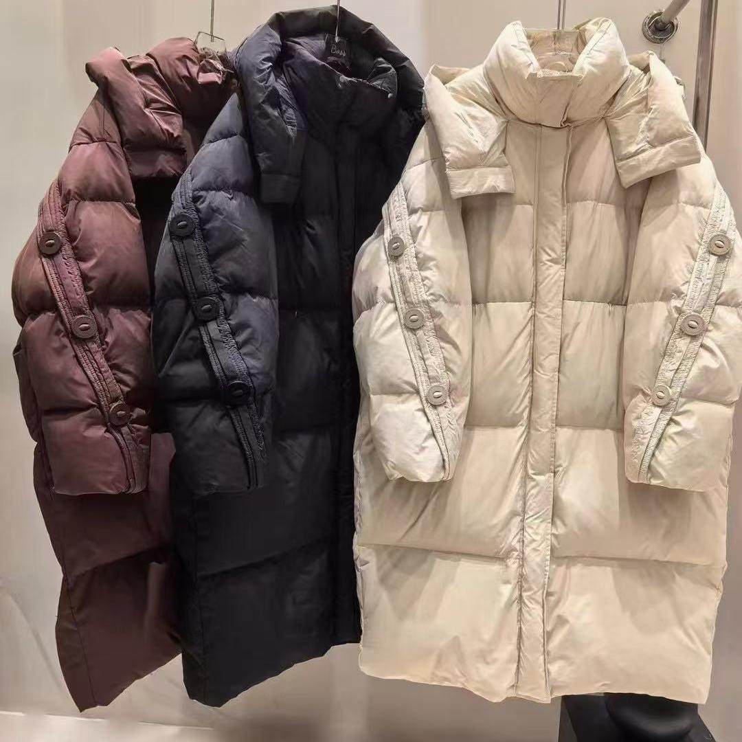 高充绒量羽绒服2025冬季过膝长款大被子羽绒服白鸭绒加厚外套
